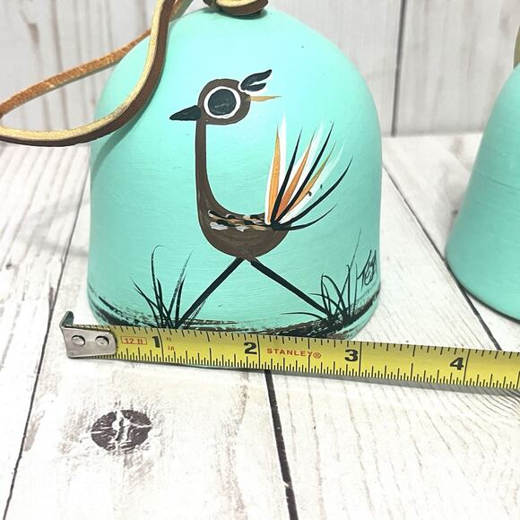 Lot of 3 Tesa Southwestern Ceramic Windbell Chimes Hand Painted Roadrunner - Picture 8 of 16